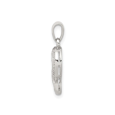 Sterling Silver Heart Pendant with Diamond-Cut Textured Design, Open Heart Symbol of Love