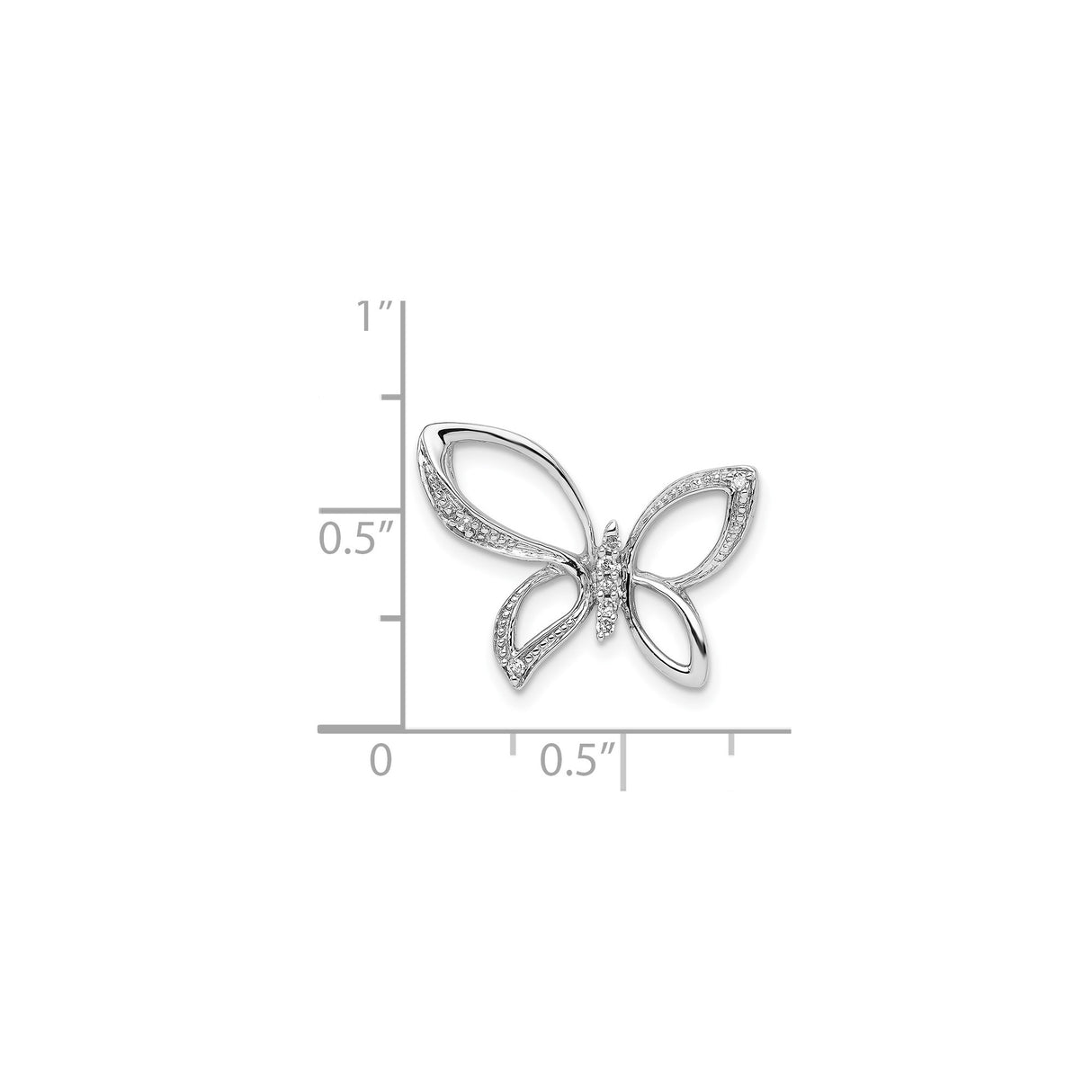 Sterling Silver Butterfly Pendant with Diamond, Openwork Wings and Nature-Inspired Design for Women