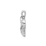 Sterling Silver Heart Pendant with Diamond and Cubic Zirconia, Romantic Open Design for Women