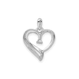 Sterling Silver Heart Pendant with Diamond and Cubic Zirconia, Romantic Open Design for Women