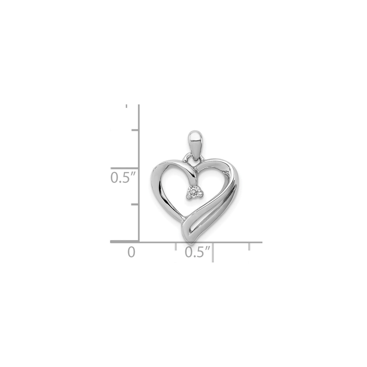 Sterling Silver Heart Pendant with Diamond and Cubic Zirconia, Romantic Open Design for Women
