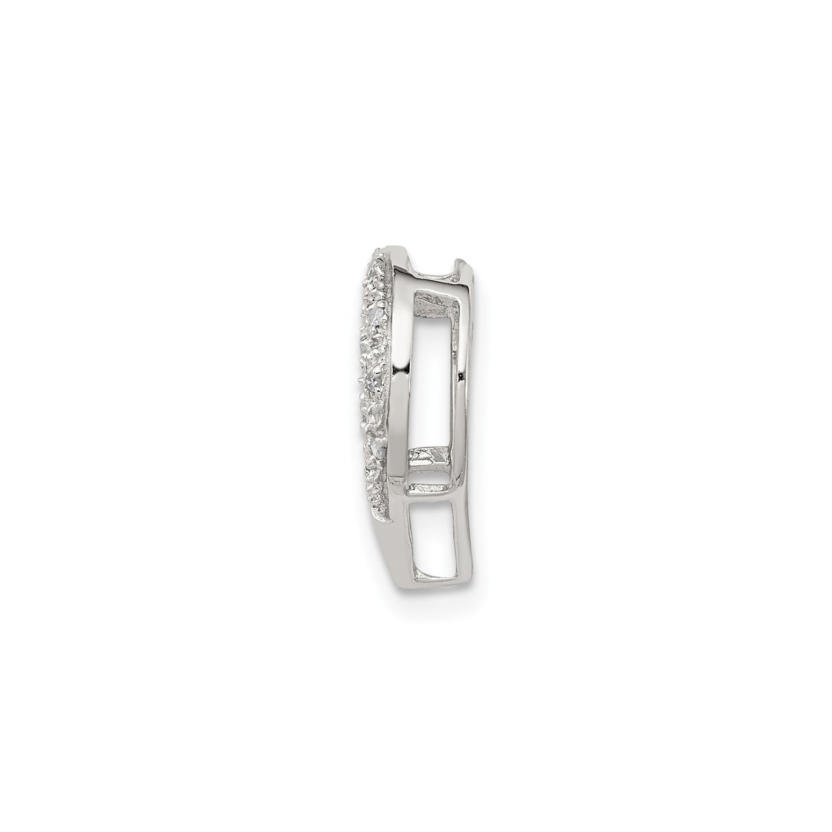Sterling Silver Heart Pendant with Diamond Accents, Open Heart Design for Women