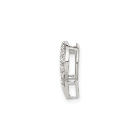 Sterling Silver Heart Pendant with Diamond Accents, Open Heart Design for Women