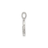 Sterling Silver Heart Pendant with Diamond and Cubic Zirconia Double Heart Design