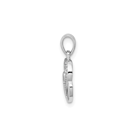 Sterling Silver Double Heart Pendant with Diamond, Romantic Intertwined Design for Women