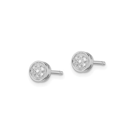 Sterling Silver Round Cubic Zirconia Stud Earrings Cluster