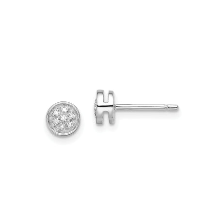 Womens Sterling Silver Round CZ Stud Earrings with Cluster Setting, Sparkling Cubic Zirconia Ear Studs for Daily or Formal Wear, Lightweight Silver Jewelry with Polished Posts and Minimalist Design