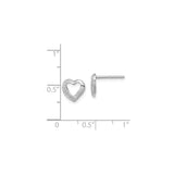 Sterling Silver Heart Stud Earrings with Diamond Accents, Romantic Minimalist Design for Women