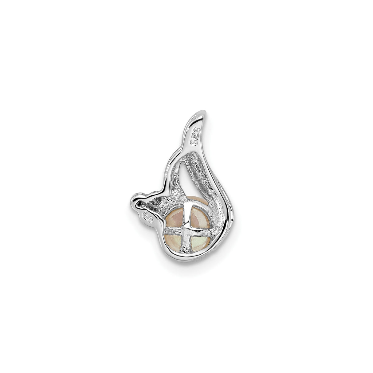 Sterling Silver Pendant with White Cultured Pearl and Cubic Zirconia Swirl Design