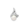 Sterling Silver Pendant with White Cultured Pearl and Cubic Zirconia Swirl Design