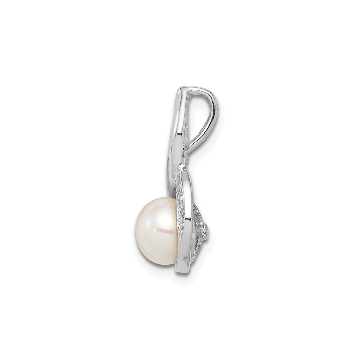 Sterling Silver Infinity Pendant with White Pearl and Cubic Zirconia Accents