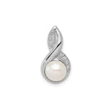 Sterling Silver Infinity Pendant with White Pearl and Cubic Zirconia Accents