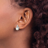 Sterling Silver Pearl Stud Earrings with Cultured Freshwater Pearls and Diamond Accents, Swirl Design