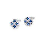 Sterling Silver Floral Stud Earrings with Sapphire and Diamond Accents