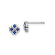 Sterling Silver Floral Stud Earrings with Sapphire and Diamond Accents