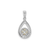 Sterling Silver Teardrop Pendant with Cultured White Pearl and Cubic Zirconia Accents