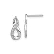 Sterling Silver Infinity Stud Earrings with Diamond Accents, Polished Finish