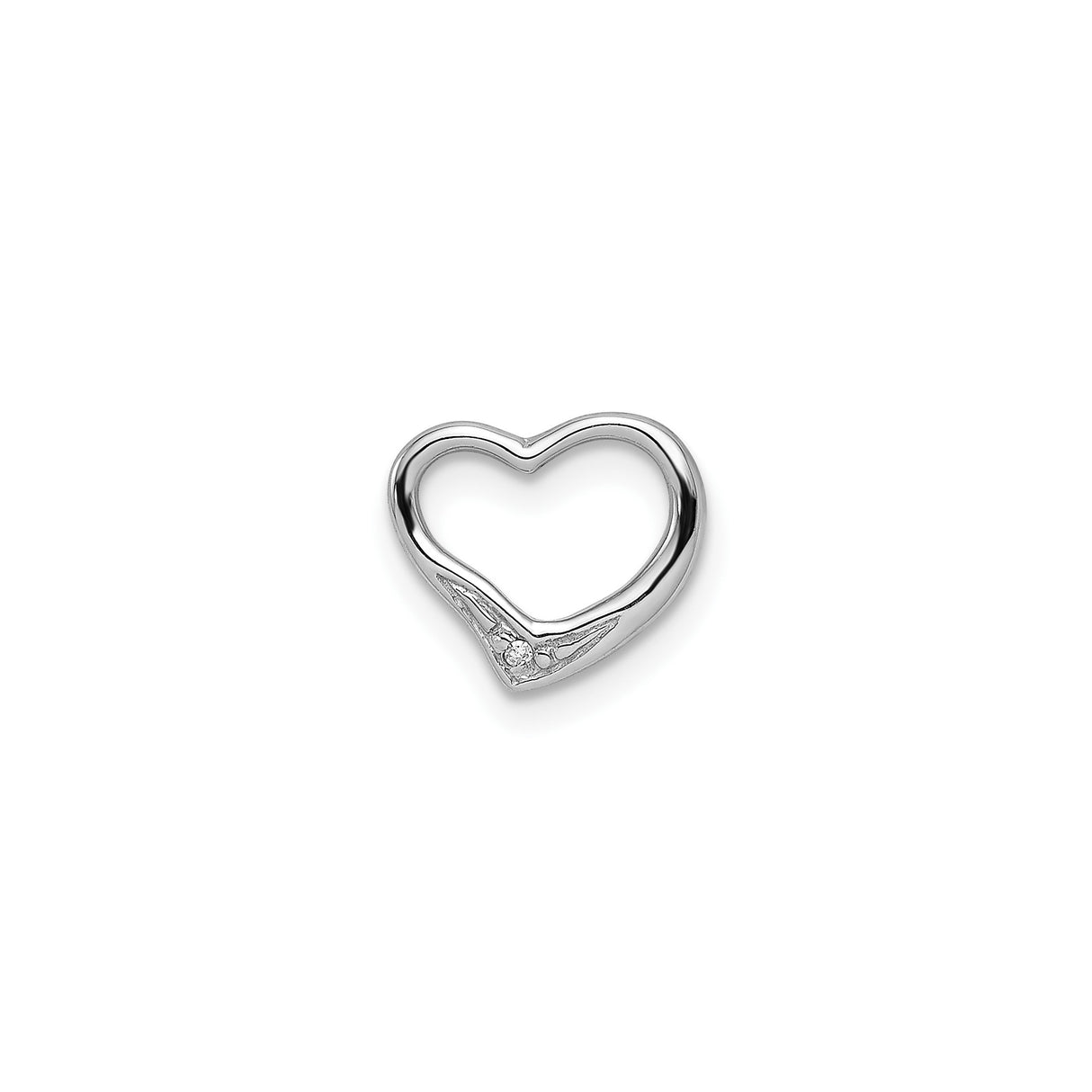 Sterling Silver Heart Pendant with Diamond Accent, Lightweight Romantic Jewelry for Women