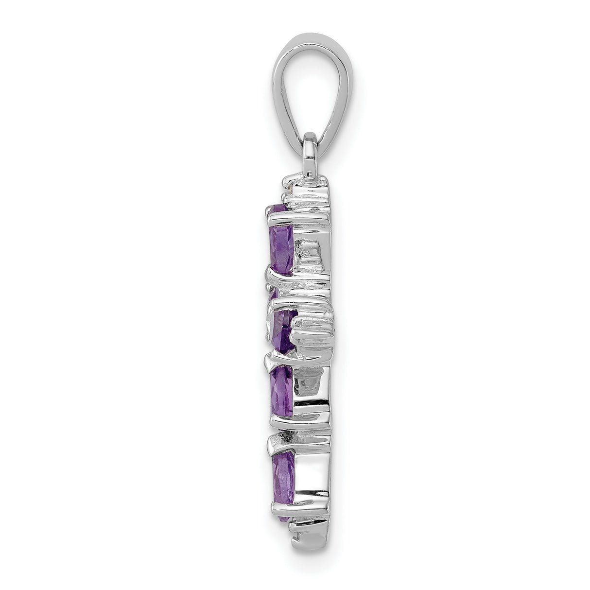 Amethyst Pear Cross 20x15mm 0.67ct Charm Pendant in Real 925 Sterling Silver