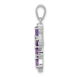 Amethyst Pear Cross 20x15mm 0.67ct Charm Pendant in Real 925 Sterling Silver
