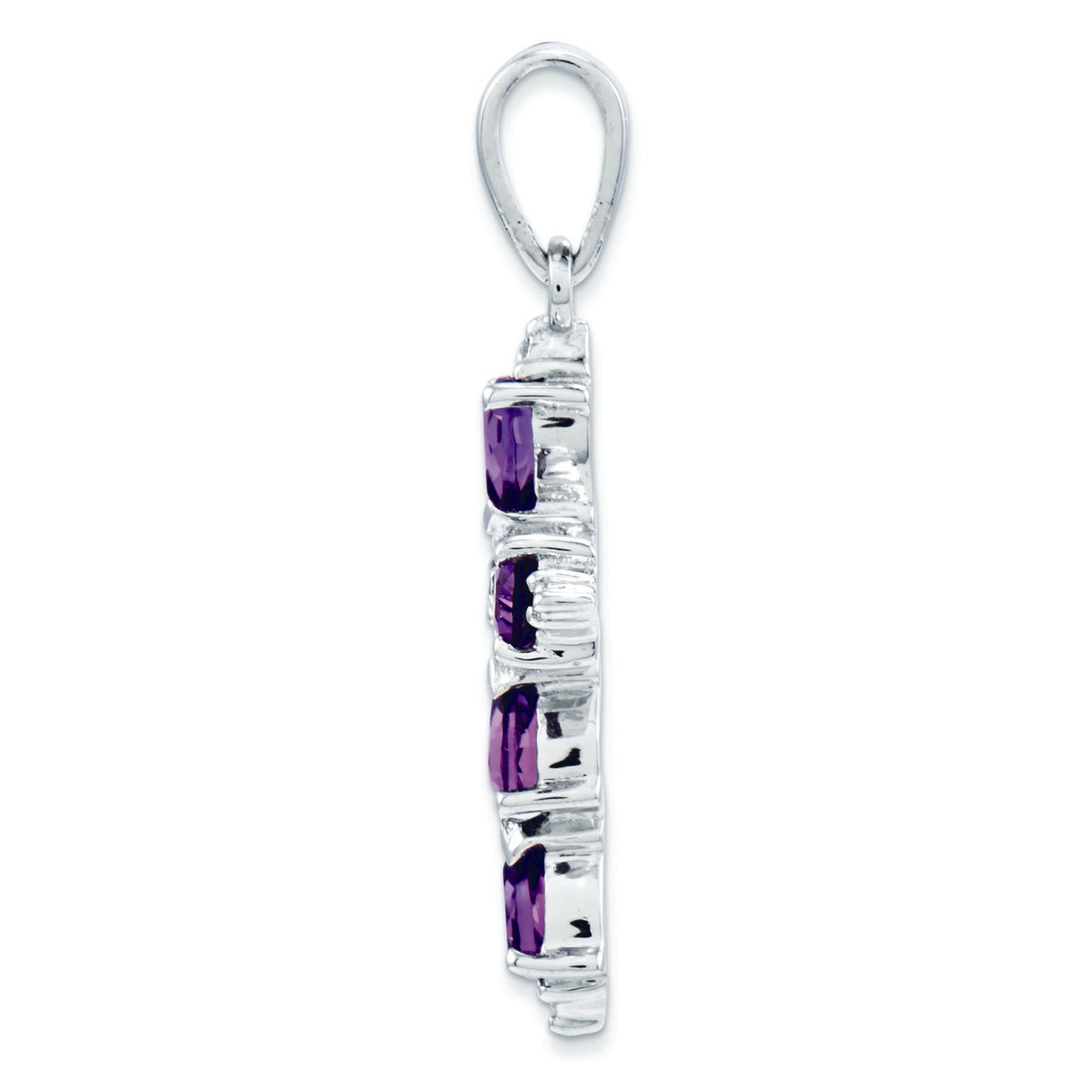 Amethyst Pear Cross 20x15mm 0.67ct Charm Pendant in Real 925 Sterling Silver