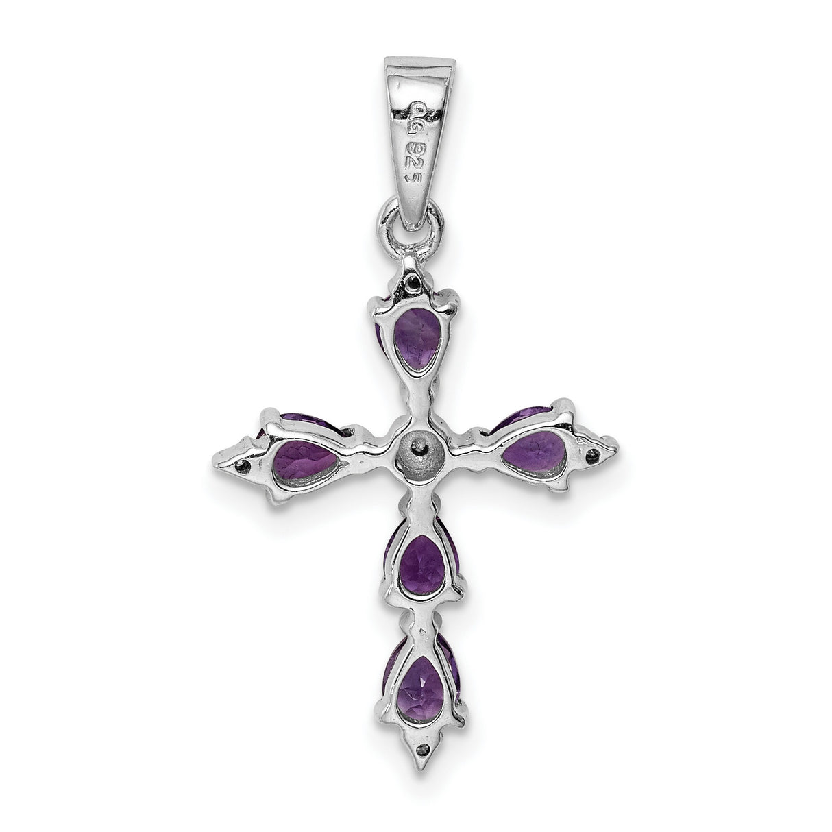 Amethyst Pear Cross 20x15mm 0.67ct Charm Pendant in Real 925 Sterling Silver