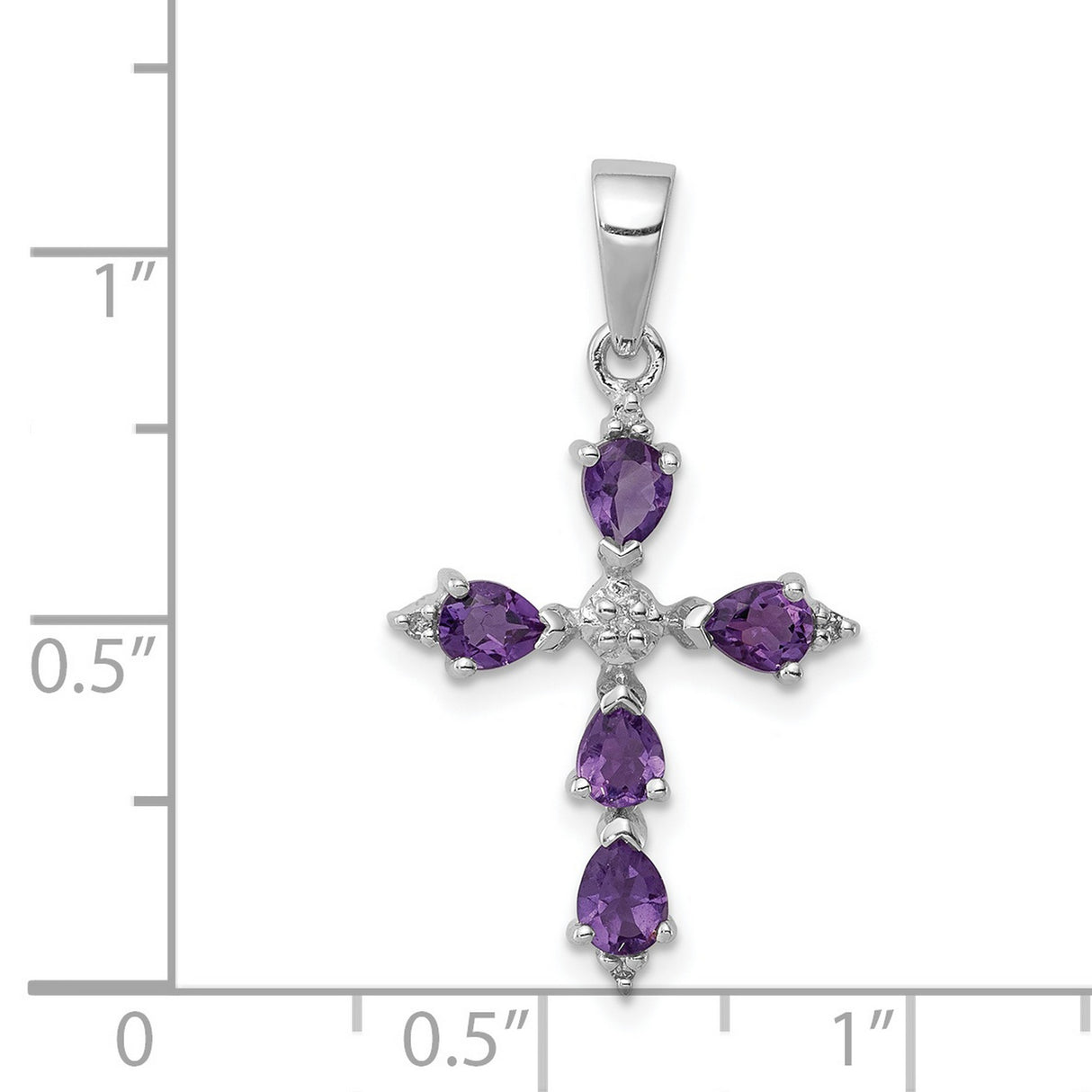 Amethyst Pear Cross 20x15mm 0.67ct Charm Pendant in Real 925 Sterling Silver