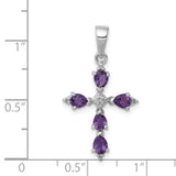 Amethyst Pear Cross 20x15mm 0.67ct Charm Pendant in Real 925 Sterling Silver