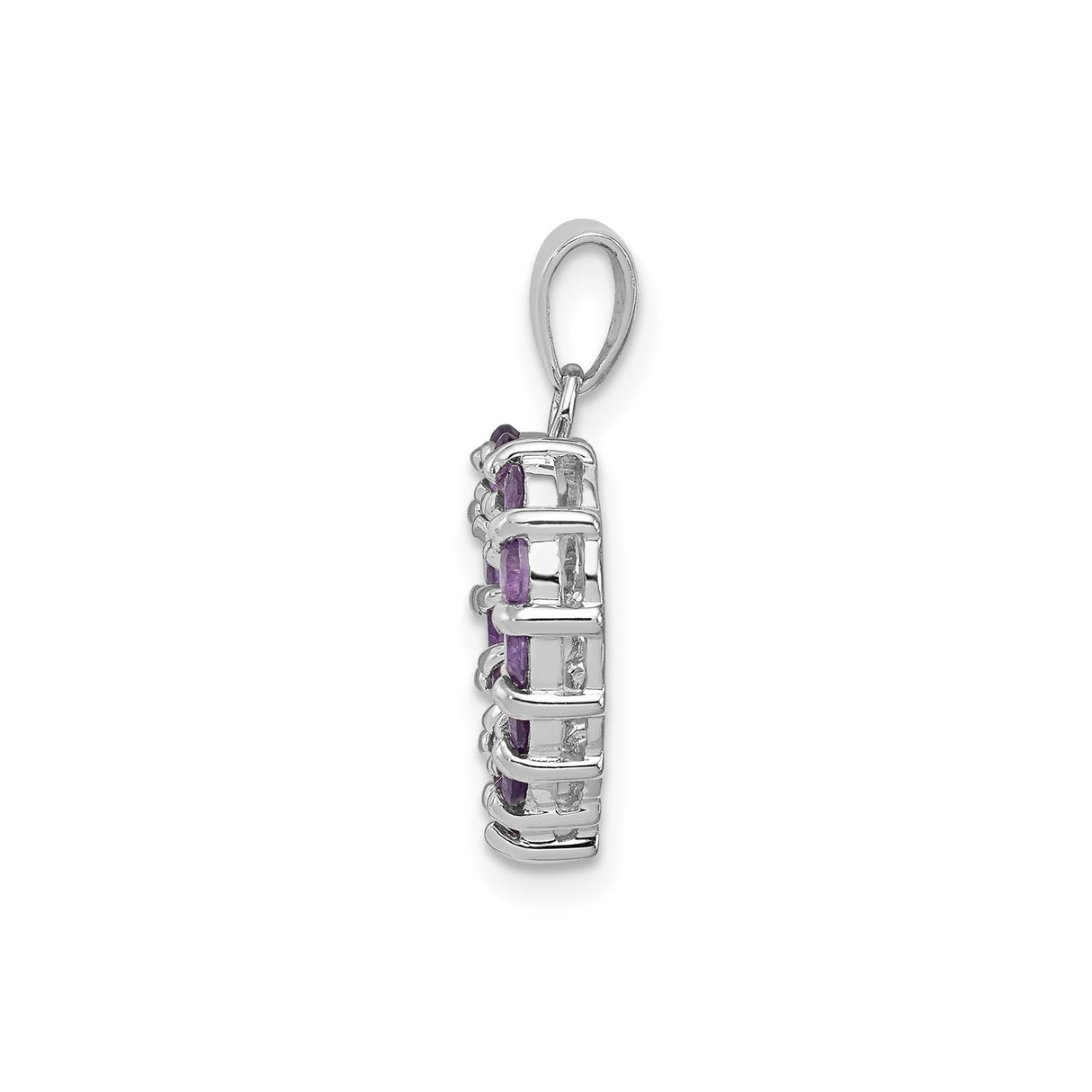 Sterling Silver Heart Pendant with Amethyst Gemstone, Open Romantic Design for Women