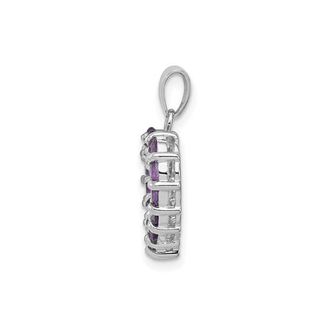 Sterling Silver Heart Pendant with Amethyst Gemstone, Open Romantic Design for Women