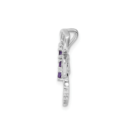 Sterling Silver Dragonfly Brooch with Amethyst and Openwork Wings