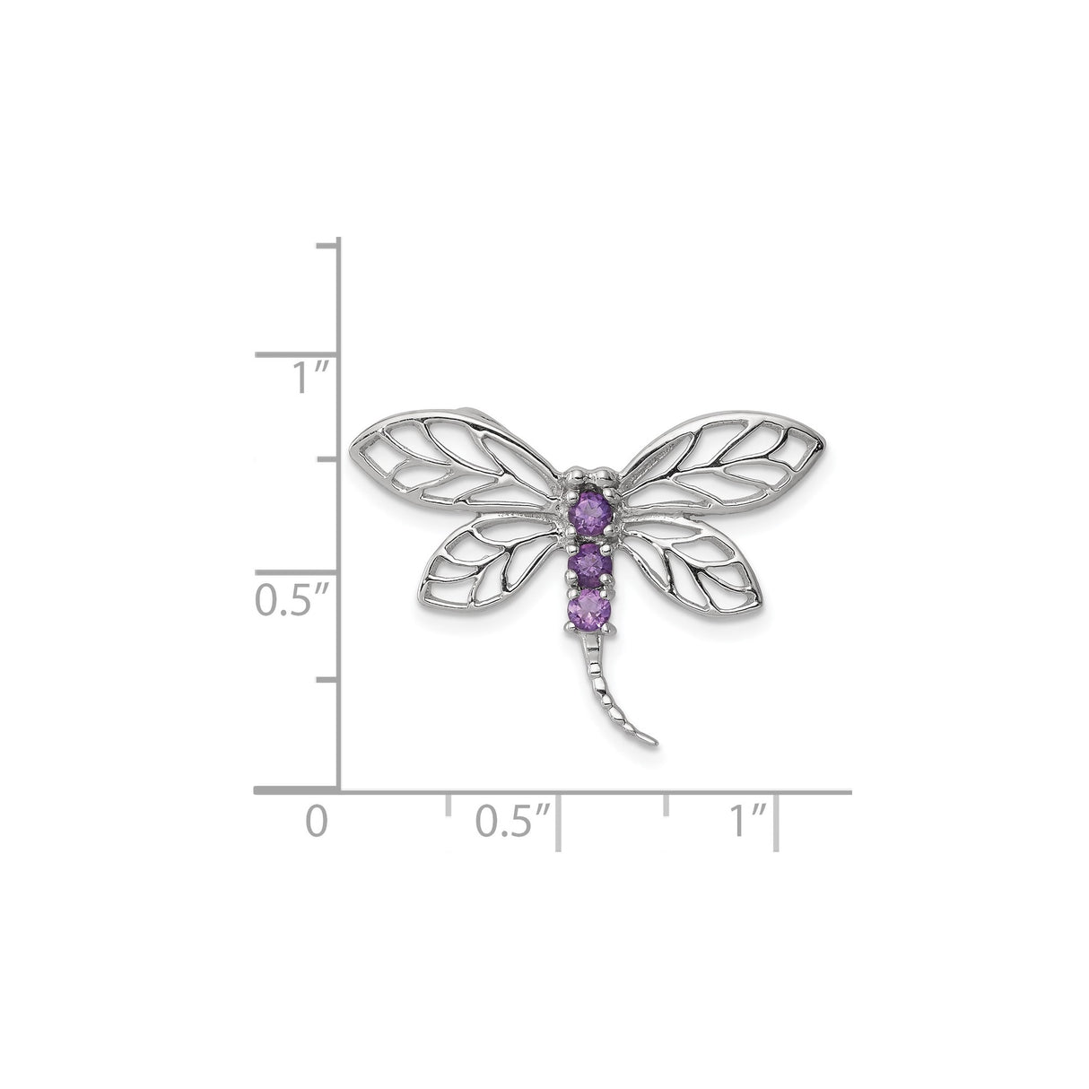 Sterling Silver Dragonfly Brooch with Amethyst and Openwork Wings