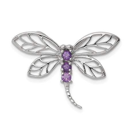 Sterling Silver Dragonfly Brooch with Amethyst and Openwork Wings