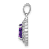 Amethyst and Diamond 15x12mm 1.45ct Charm Pendant in Real 925 Sterling Silver
