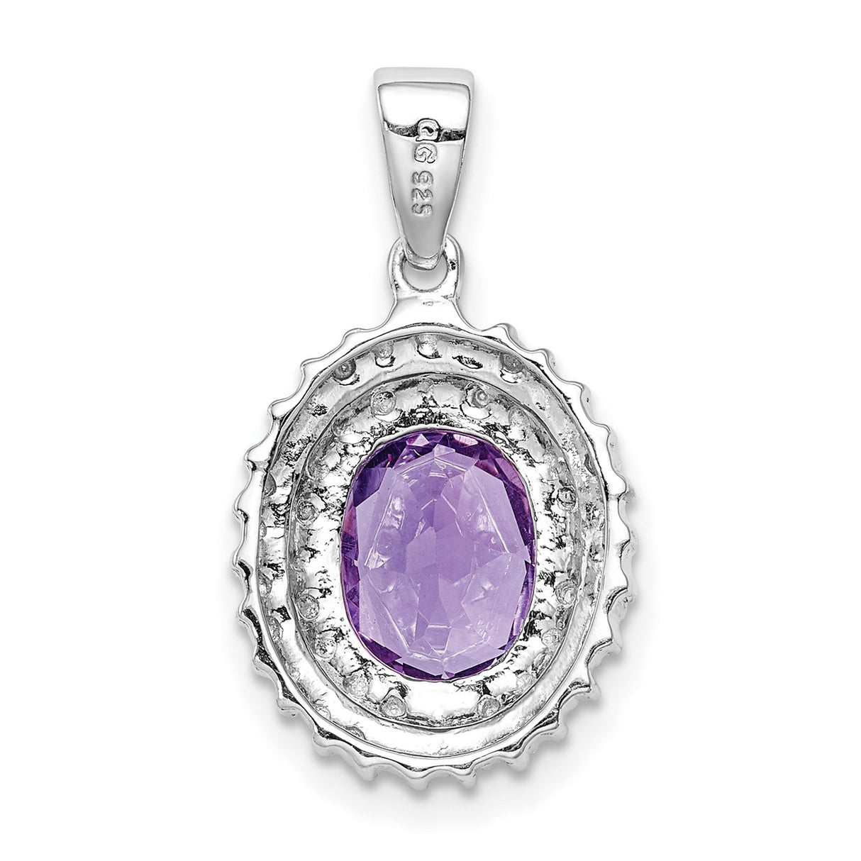 Amethyst and Diamond 15x12mm 1.45ct Charm Pendant in Real 925 Sterling Silver