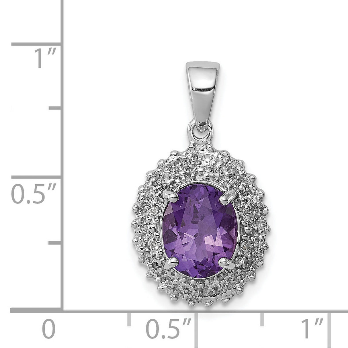Amethyst and Diamond 15x12mm 1.45ct Charm Pendant in Real 925 Sterling Silver