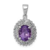 Amethyst and Diamond 15x12mm 1.45ct Charm Pendant in Real 925 Sterling Silver