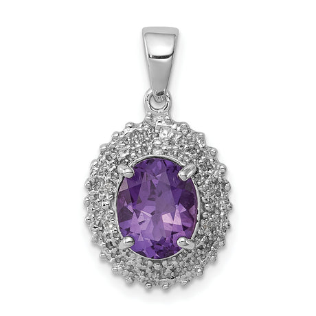 Amethyst and Diamond 15x12mm 1.45ct Charm Pendant in Real 925 Sterling Silver