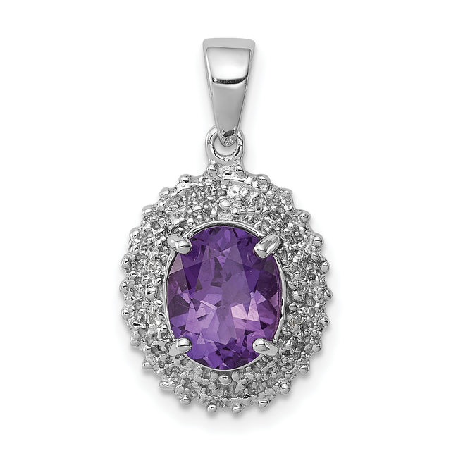 Amethyst and Diamond 15x12mm 1.45ct Charm Pendant in Real 925 Sterling Silver