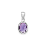 Sterling Silver Oval Pendant with Amethyst, Bezel Set Minimalist Design, February Birthstone Jewelry