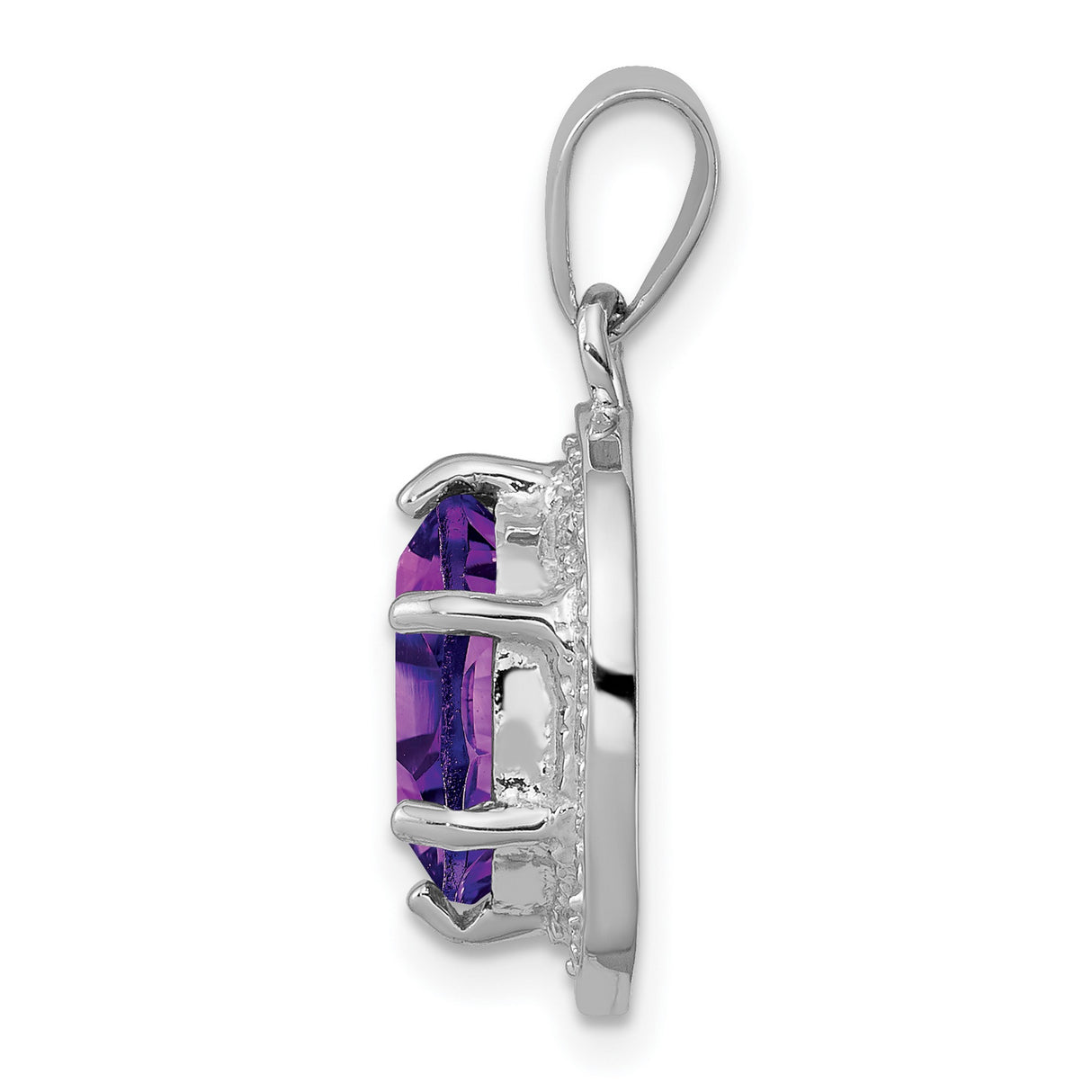 Amethyst and Diamond 15x11mm 2.2ct Charm Pendant in Real 925 Sterling Silver