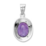Amethyst and Diamond 15x11mm 2.2ct Charm Pendant in Real 925 Sterling Silver