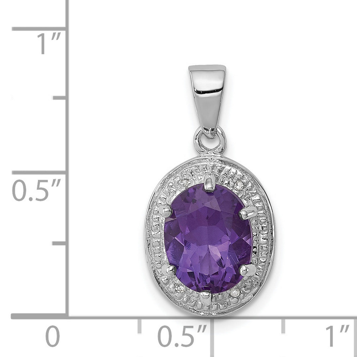Amethyst and Diamond 15x11mm 2.2ct Charm Pendant in Real 925 Sterling Silver