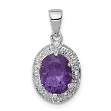 Amethyst and Diamond 15x11mm 2.2ct Charm Pendant in Real 925 Sterling Silver