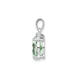Sterling Silver Pendant with Oval Prasiolite and Diamond Accents, Polished Finish
