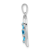 Blue Topaz Butterfly Heart 18x18mm 0.89ct Charm Pendant in Real 925 Sterling Silver