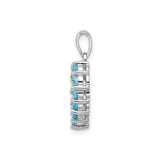Sterling Silver Heart Pendant with Sky Blue Topaz in Prong Setting for Women