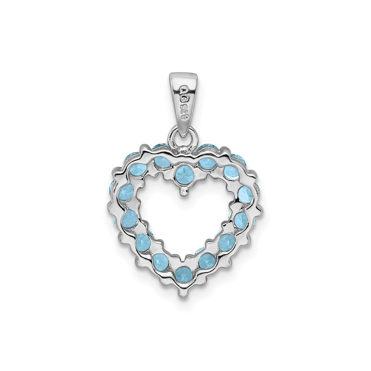 Sterling Silver Heart Pendant with Sky Blue Topaz in Prong Setting for Women