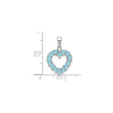 Sterling Silver Heart Pendant with Sky Blue Topaz in Prong Setting for Women
