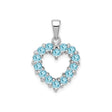 Sterling Silver Heart Pendant with Sky Blue Topaz in Prong Setting for Women